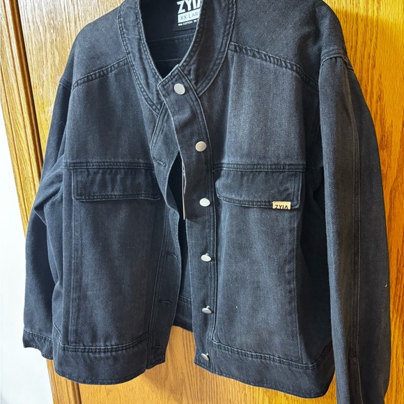 NWT ZYIA Charcoal Black Denim Jacket - Picture 2 of 6